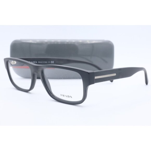 New Prada VPR 23R TKM-1O1 Matte Black Square Eyeglasses Clear Lenses 54mm - Picture 1 of 5